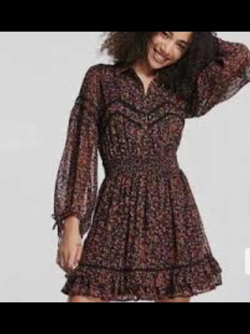 Topshop floral textured mini tea Multicolor Dress Size 12